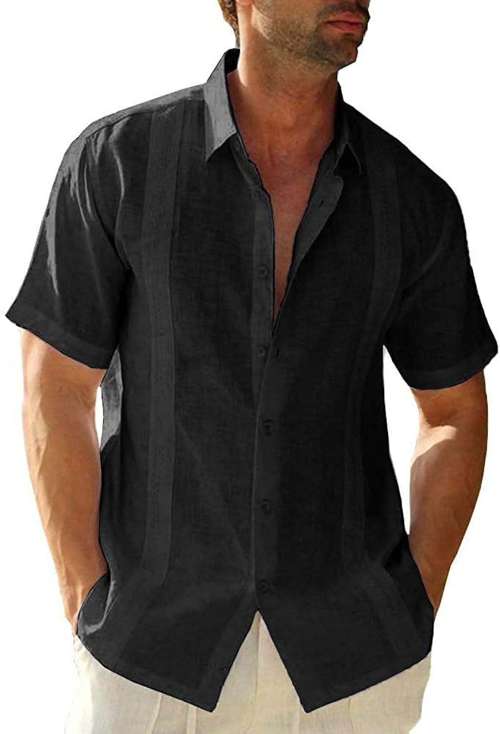Mens Short Sleeve Cuban Camp Guayabera Linen Cotton - Adult & Kids T-Shirts, Sweatshirts & Hoodies apparel design preview 1