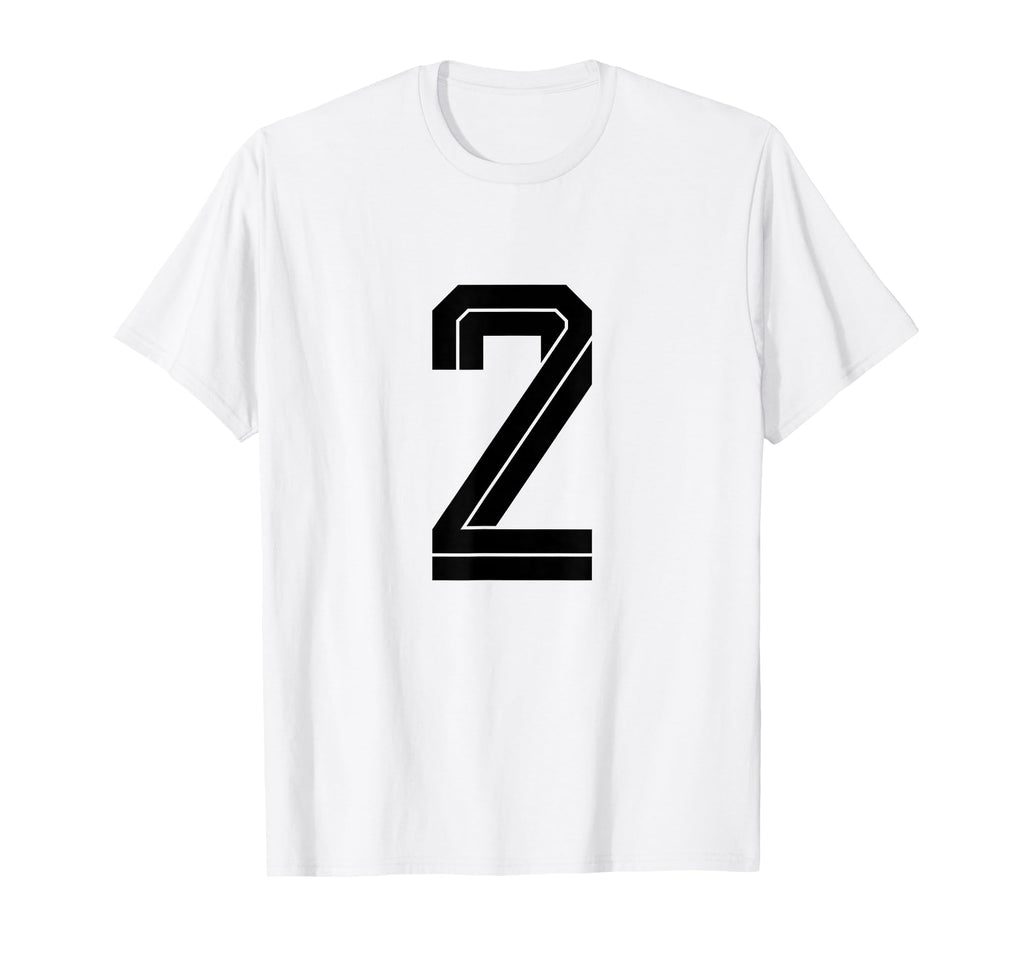 2 White Number 2 Sports Fan Soccer T-Shirt - Novelty Apparel Men Women - T-Shirt, Sweatshirt, Hoodie