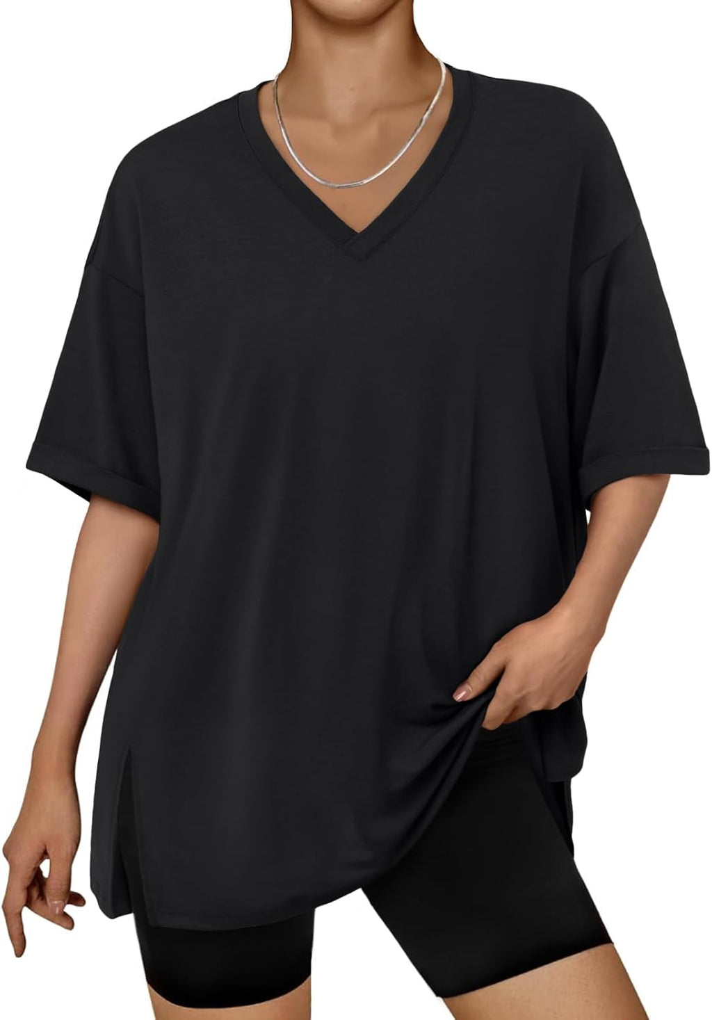 Plus Size Oversized V-Neck Breathable Elastic Fabric - Adult & Kids T-Shirts, Sweatshirts & Hoodies apparel design preview 1