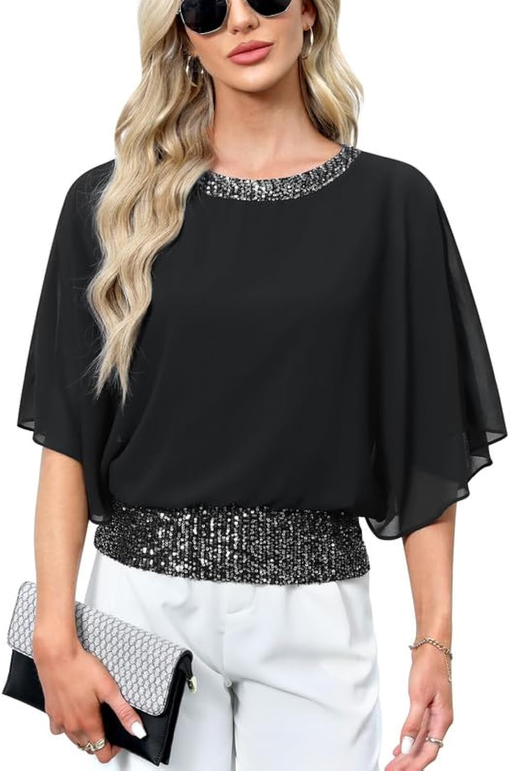 Women's Dressy Sequin Formal Wedding Top Batwing - Adult & Kids T-Shirts, Sweatshirts & Hoodies apparel design preview 1