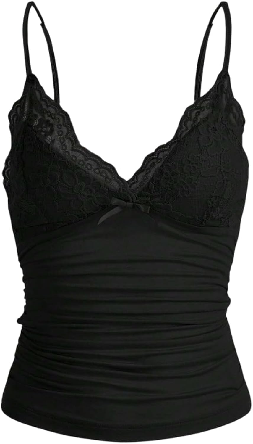 Women Y2k Lace Trim Cami Top Spaghetti Strap Fairy - Adult & Kids T-Shirts, Sweatshirts & Hoodies apparel design preview 1