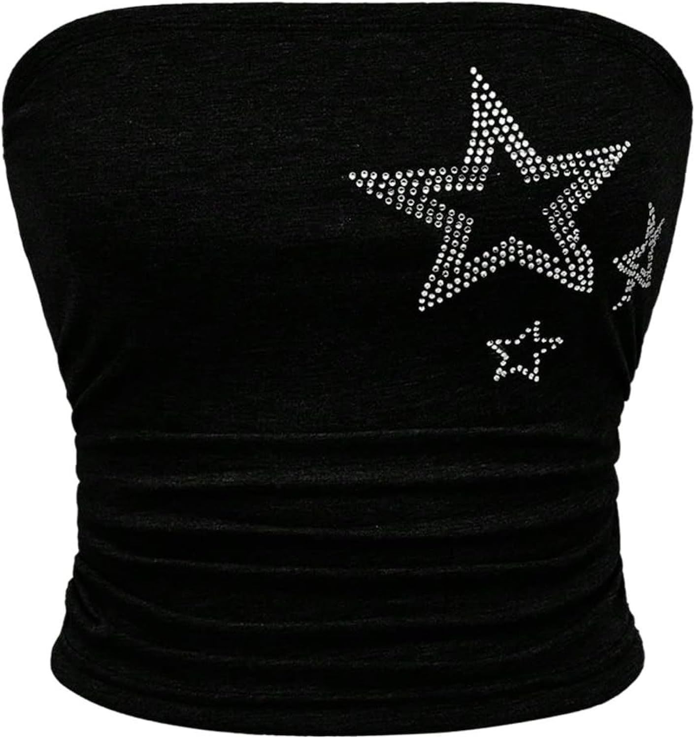Women's Star Rhinestone Ruched Strapless Crop Tube - Adult & Kids T-Shirts, Sweatshirts & Hoodies apparel design preview 1