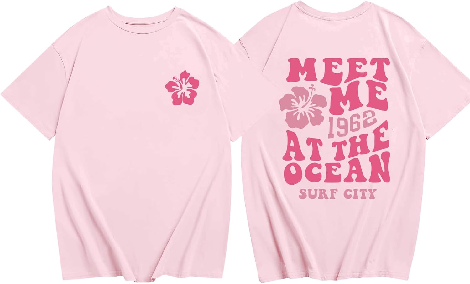 Cute Hawaiian Beach for Girls Kids Aesthetic Pink - Adult & Kids T-Shirts, Sweatshirts & Hoodies apparel design preview 1