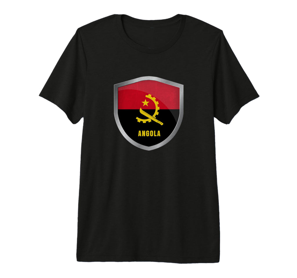 Angola Flag Badge Soccer Fans Distressed T-Shirt - Graphic Print for Adults - T-Shirt, Sweatshirt, Hoodie
