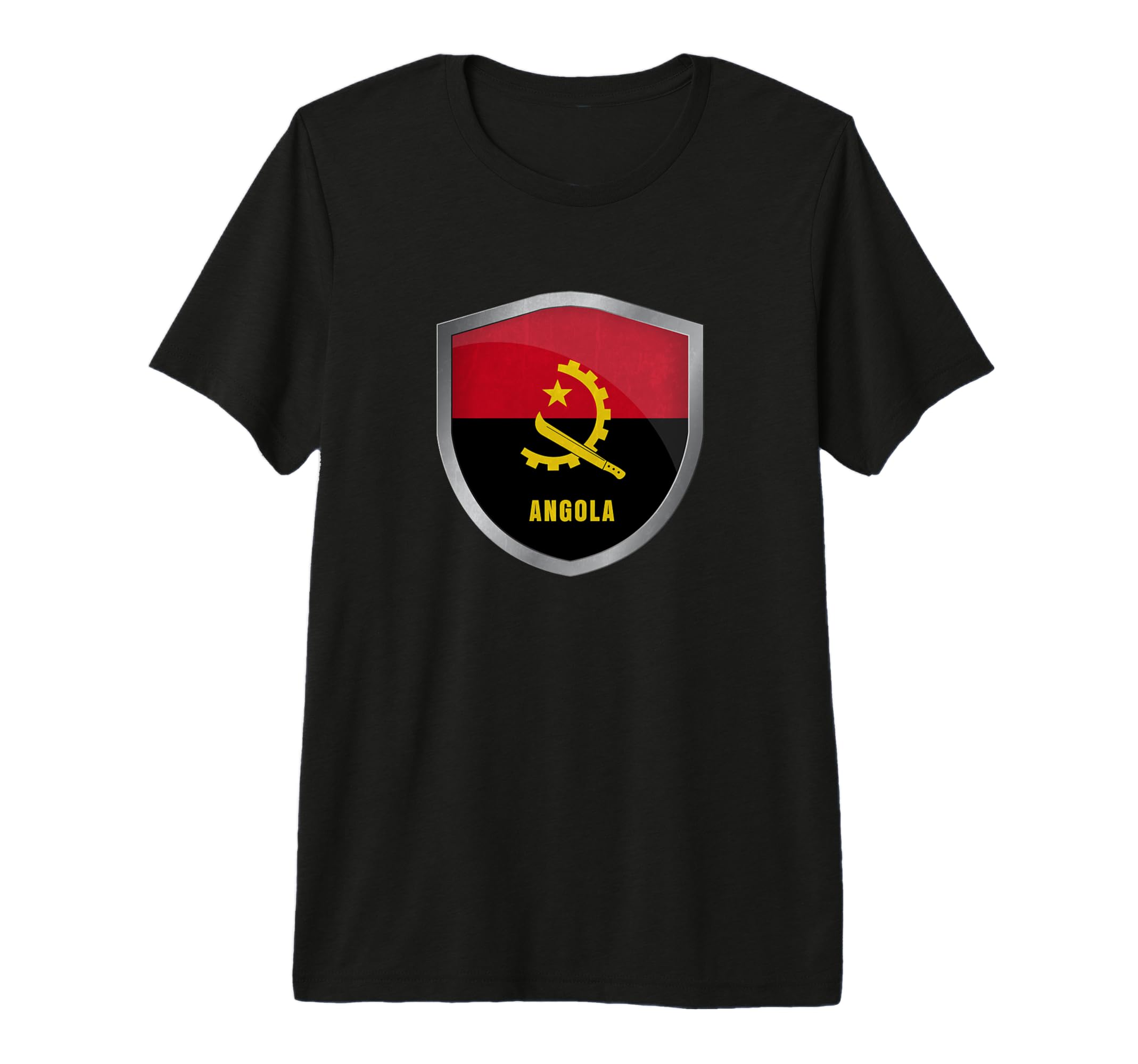 Angola Flag Badge Soccer Fans Distressed T-Shirt - Graphic Print for Adults - T-Shirt, Sweatshirt, Hoodie
