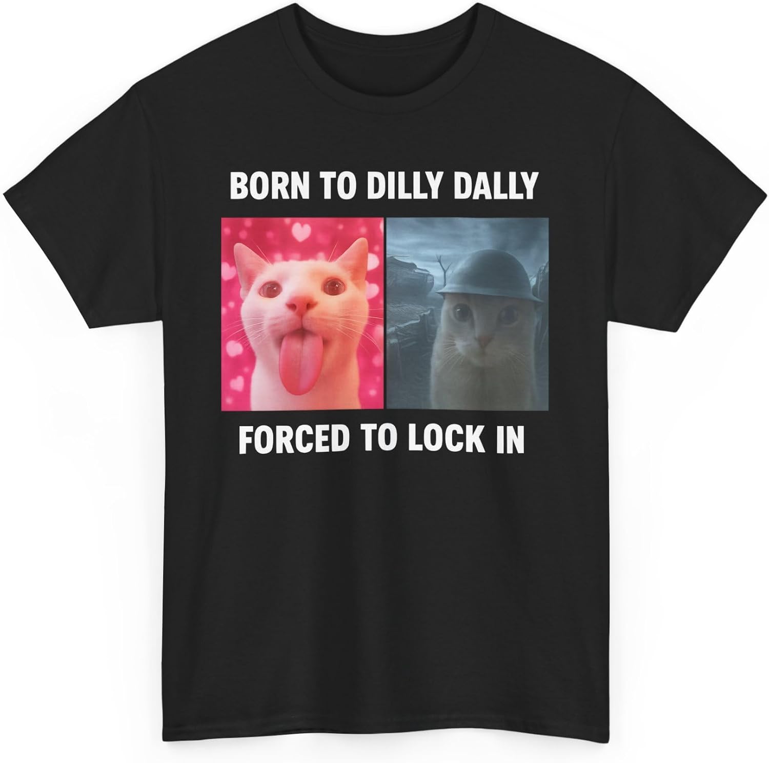 Born to Dilly Dally Forced Lock in Funny Cursed Cat - Adult & Kids T-Shirts, Sweatshirts & Hoodies apparel design preview 1