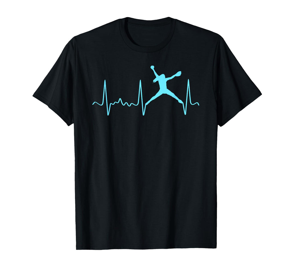 Light Blue Softball Pitcher Heartbeat T-Shirt - Novelty Apparel for Adults - T-Shirt, Sweatshirt, Hoodie
