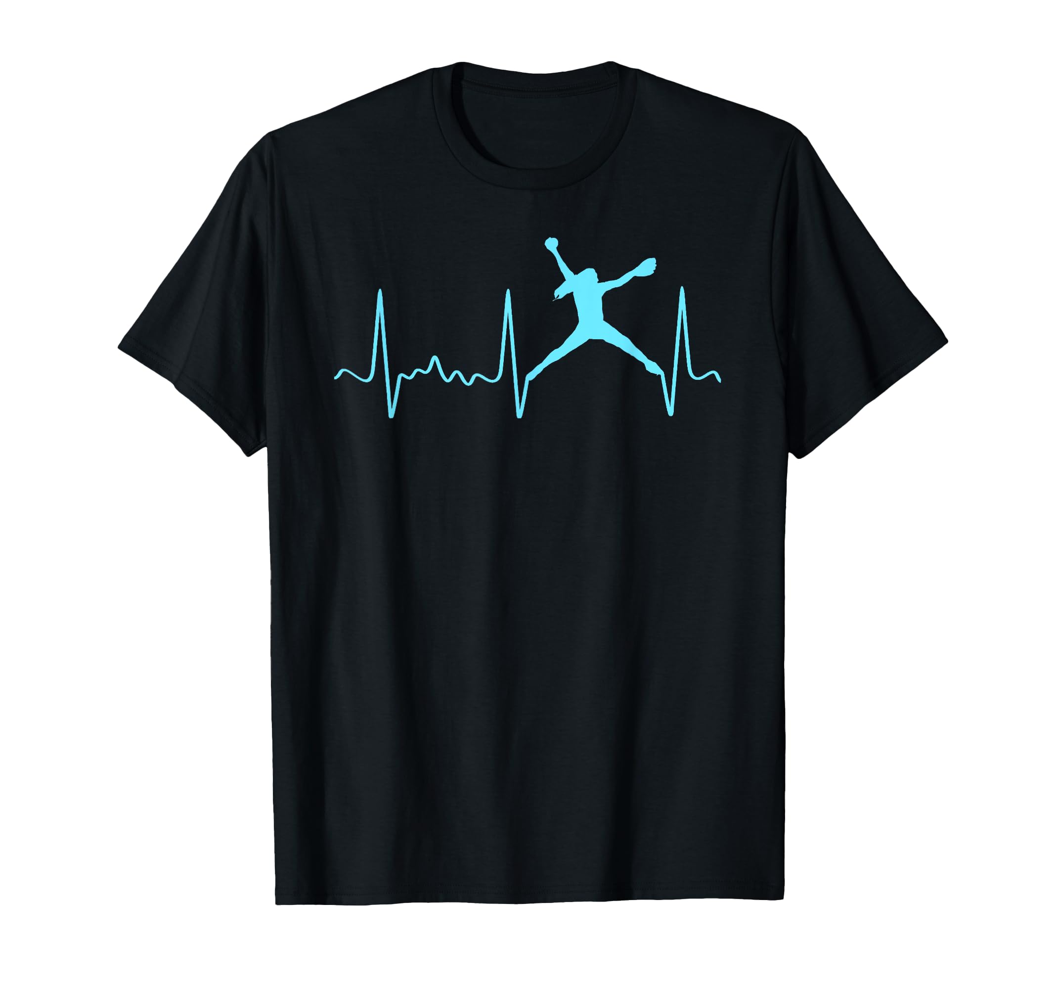 Light Blue Softball Pitcher Heartbeat T-Shirt - Novelty Apparel for Adults - T-Shirt, Sweatshirt, Hoodie