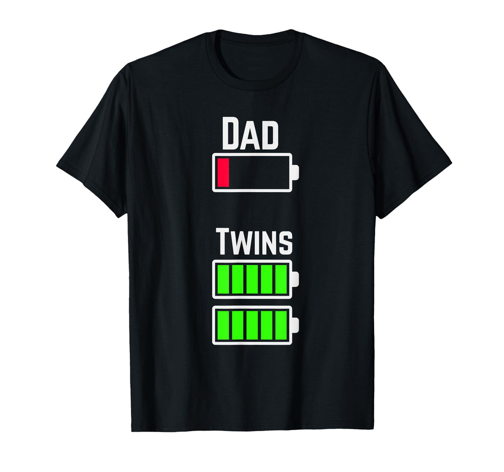 Tired Twin Dad Low Battery Charge T-Shirt - Custom Art Print Men Women - T-Shirt, Sweatshirt, Hoodie