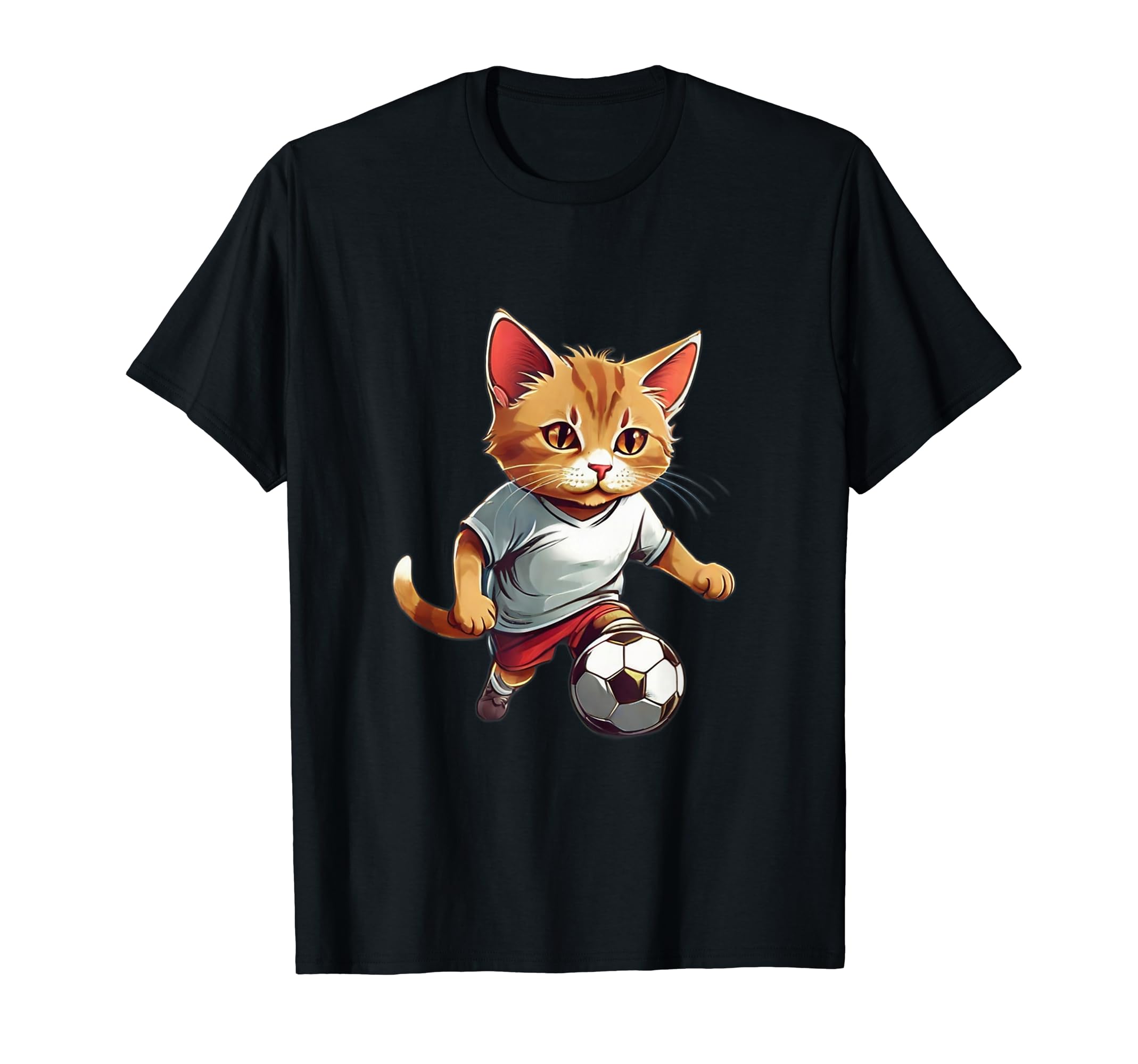 Cat Playing Soccer Adorable Cat T-Shirt - Novelty Apparel for Adults - T-Shirt, Sweatshirt, Hoodie
