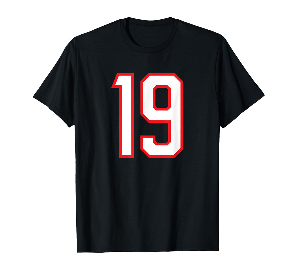 Number 19 White Red Sports Team T-Shirt - Minimalist Print for Adults - T-Shirt, Sweatshirt, Hoodie