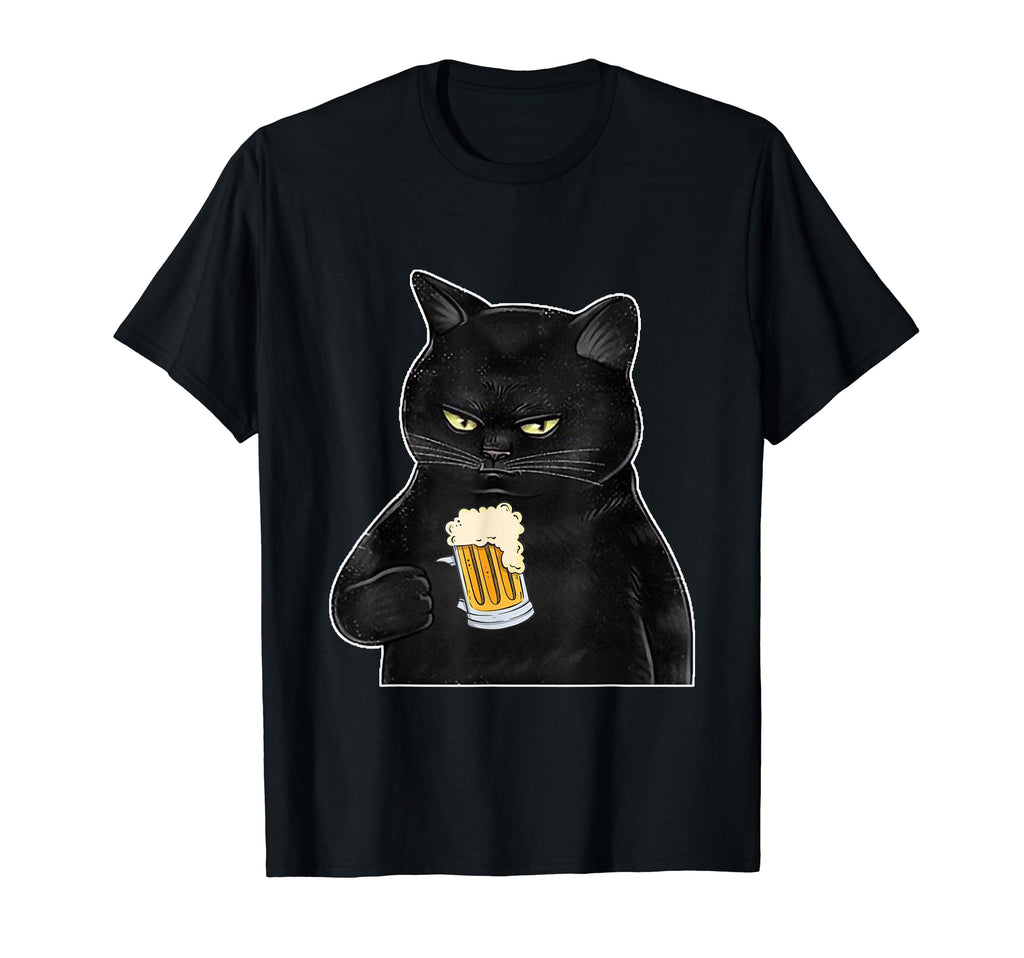 Black Cat Holding Beer Funny Beer Cat T-Shirt - Trendy Graphic Unisex - T-Shirt, Sweatshirt, Hoodie