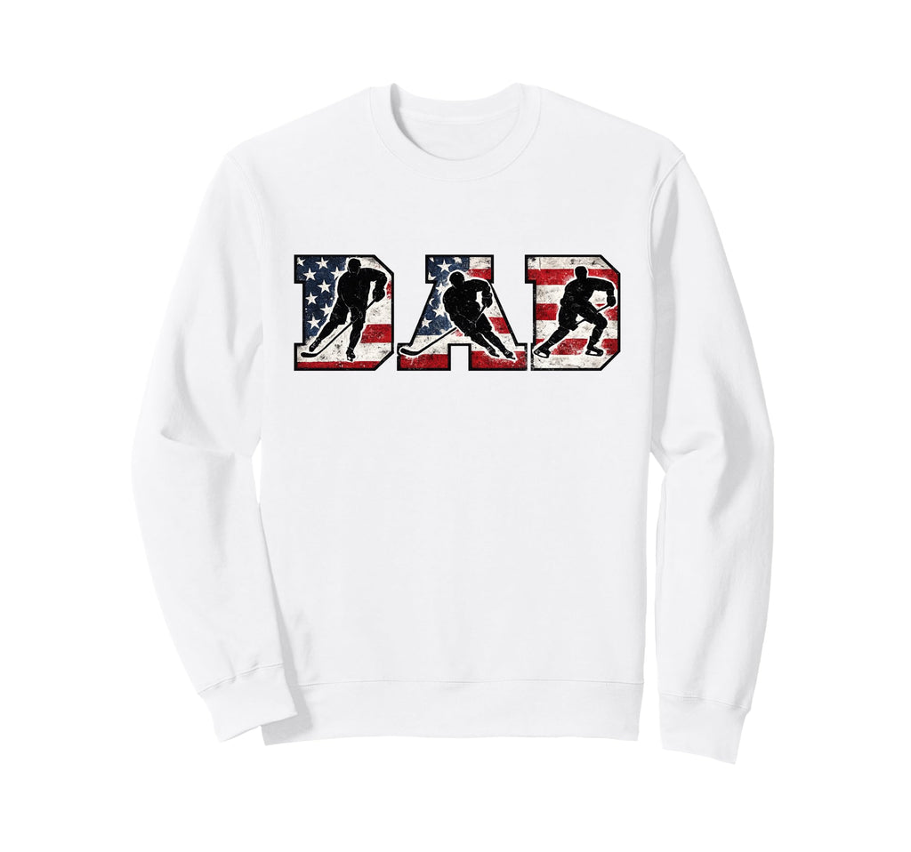 Usa Ice Hockey Dad American Flag Sweatshirt - Aesthetic Graphic for Adults - T-Shirt, Sweatshirt, Hoodie