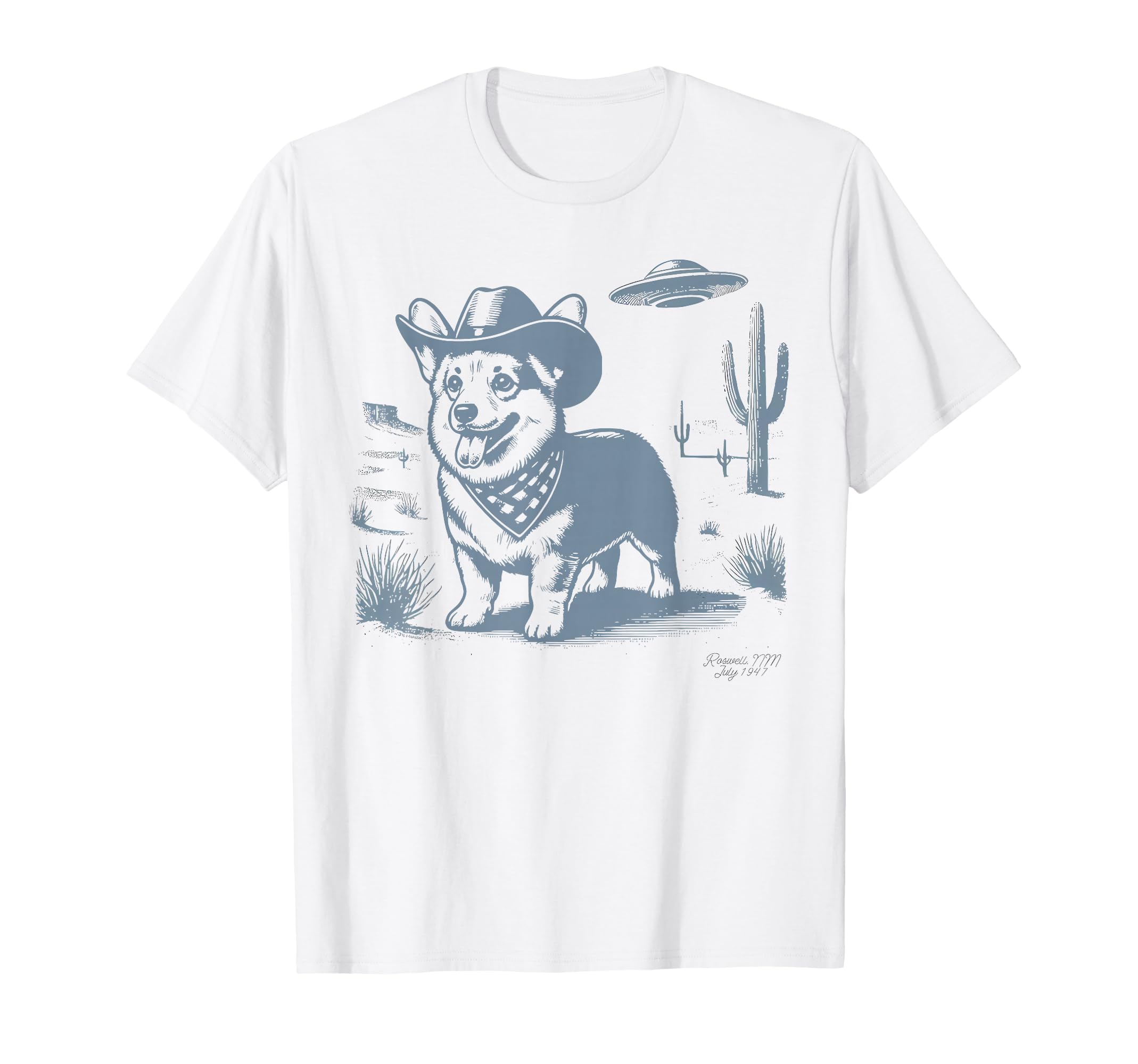Funny 90S Western Cowboy Corgi Ufo T-Shirt - Trendy Graphic Unisex - T-Shirt, Sweatshirt, Hoodie