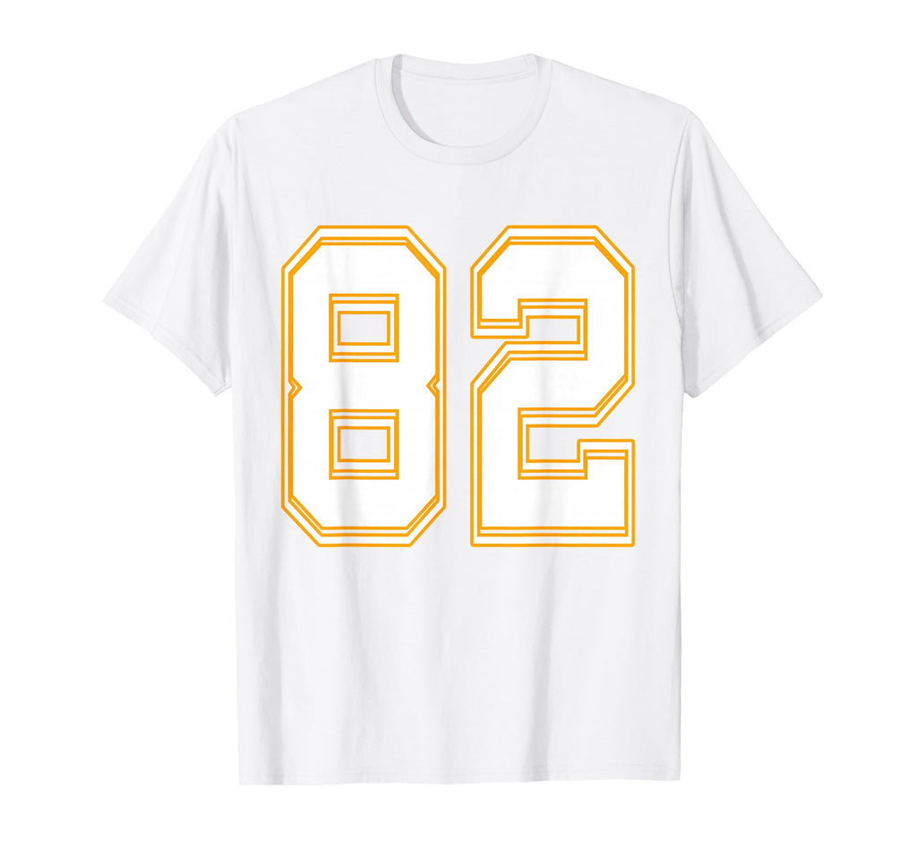 Number 82 Red Yellow White T-Shirt - Fun Novelty Design for Adults - T-Shirt, Sweatshirt, Hoodie