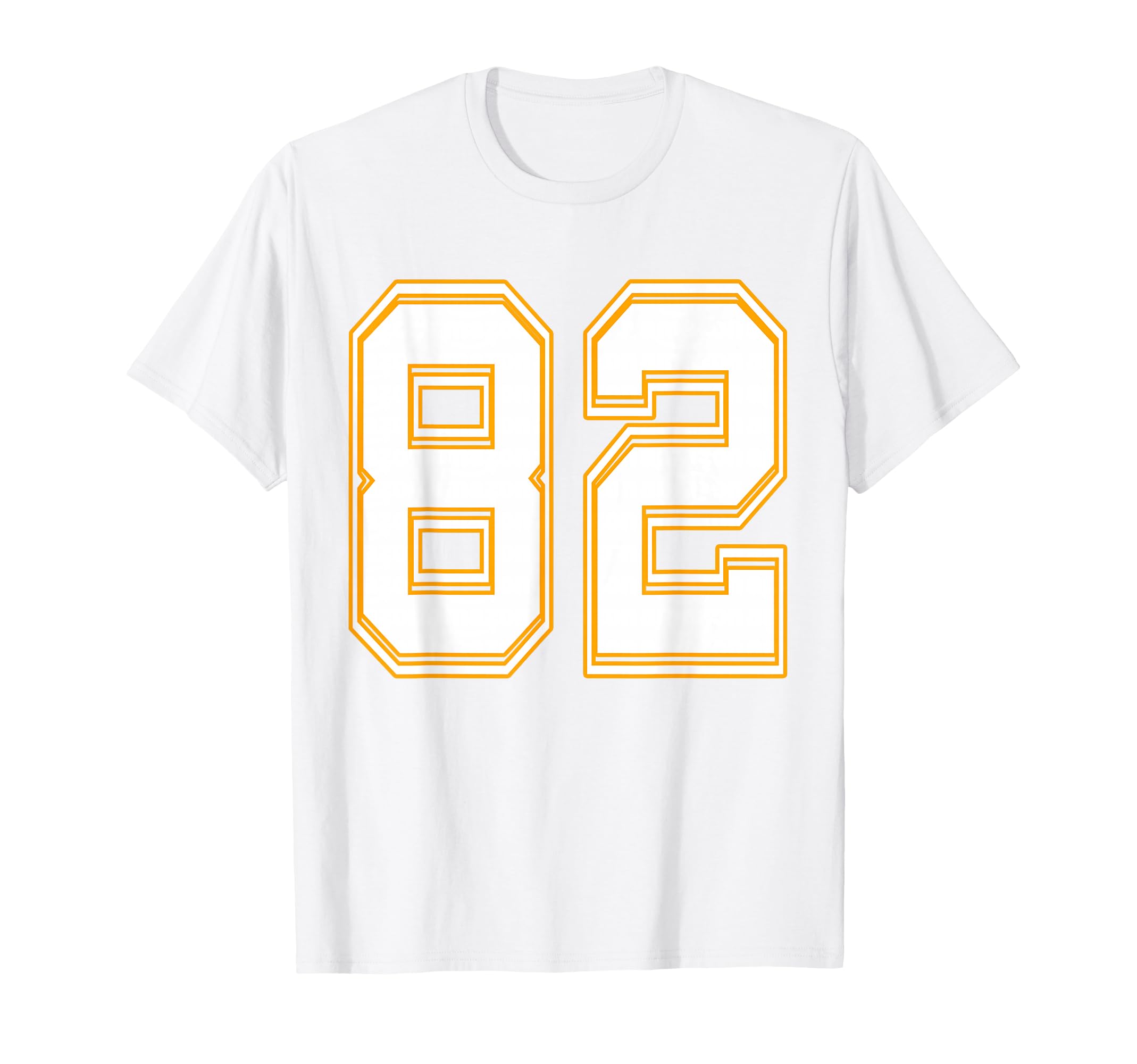Number 82 Red Yellow White T-Shirt - Fun Novelty Design for Adults - T-Shirt, Sweatshirt, Hoodie