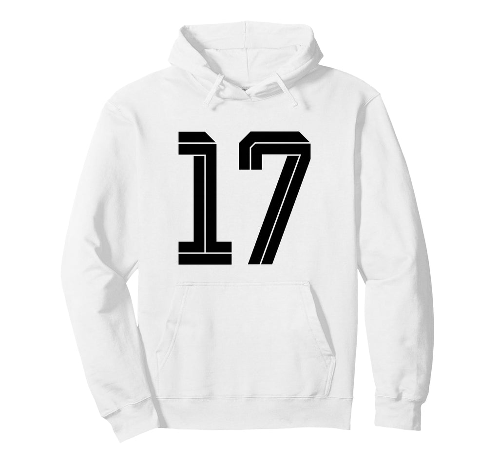 17 White Number 17 Sports Fan Soccer Hoodie - Minimalist Print Men Women - T-Shirt, Sweatshirt, Hoodie