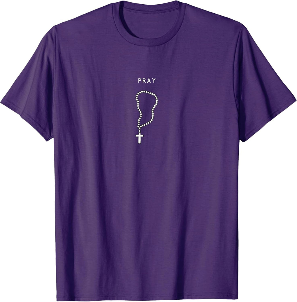 Pray Rosary Minimalist Christian Religious Prayer - Adult & Kids T-Shirts, Sweatshirts & Hoodies apparel design preview 1
