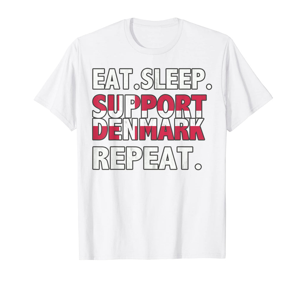 2018 Eat Sleep Support Denmark Soccer T-Shirt - Novelty Apparel for Adults - T-Shirt, Sweatshirt, Hoodie
