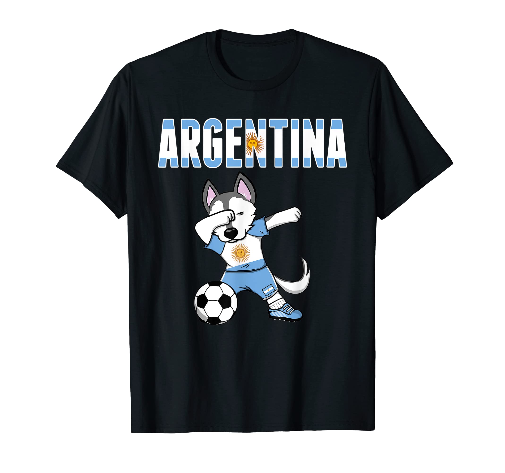 Dabbing Husky Argentina Soccer Fan T-Shirt - Minimalist Print Unisex - T-Shirt, Sweatshirt, Hoodie