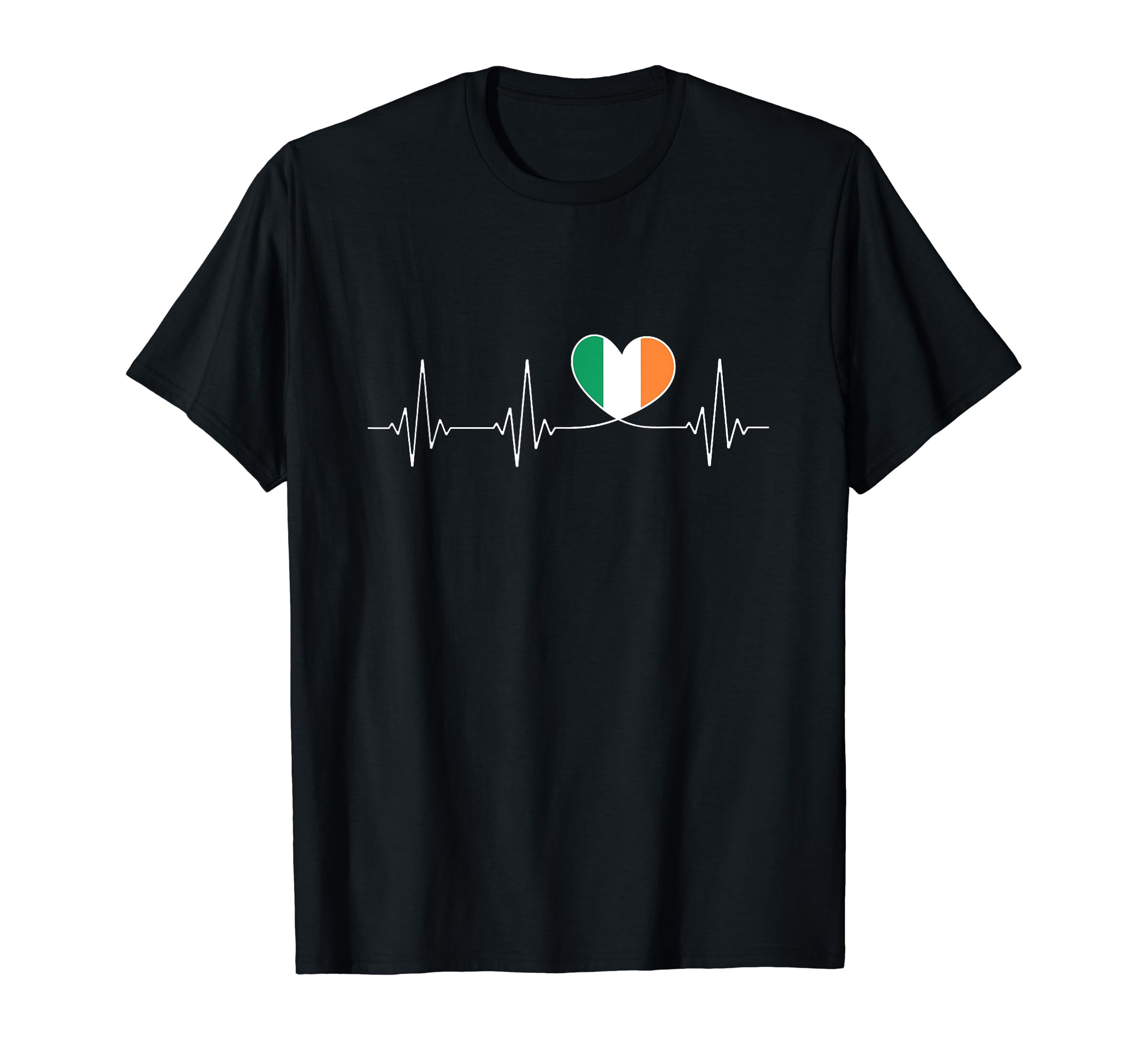 Ire Love Heartbeat And Irish Flag Heart T-Shirt - Graphic Print for Adults - T-Shirt, Sweatshirt, Hoodie
