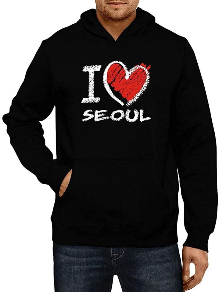 I Love Seoul Chalk Style Black - Adult & Kids T-Shirts, Sweatshirts & Hoodies apparel design preview 1