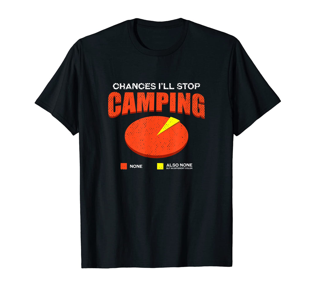 Chances Ill Stop Camping None Funny T-Shirt - Minimalist Print for Adults - T-Shirt, Sweatshirt, Hoodie