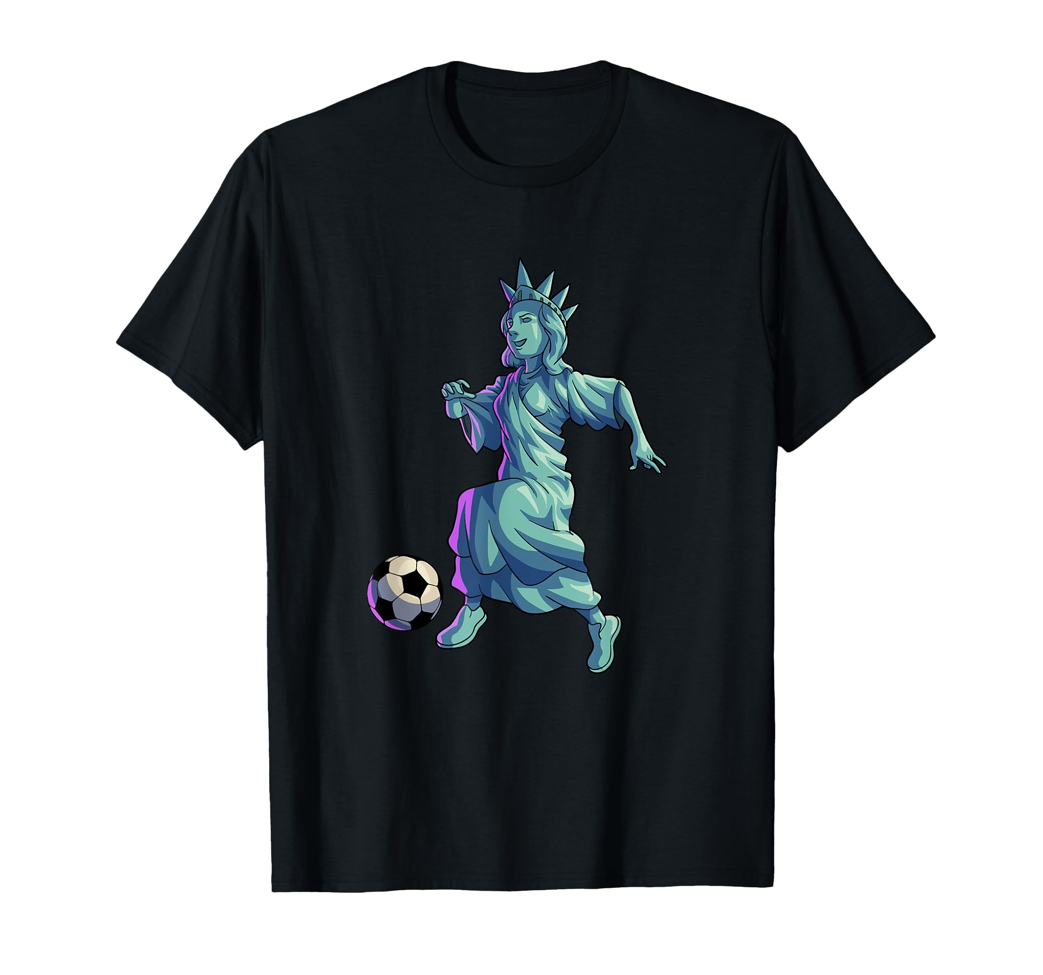Soccer Statue Liberty 4Th July Soccer T-Shirt - Custom Art Print Unisex - T-Shirt, Sweatshirt, Hoodie