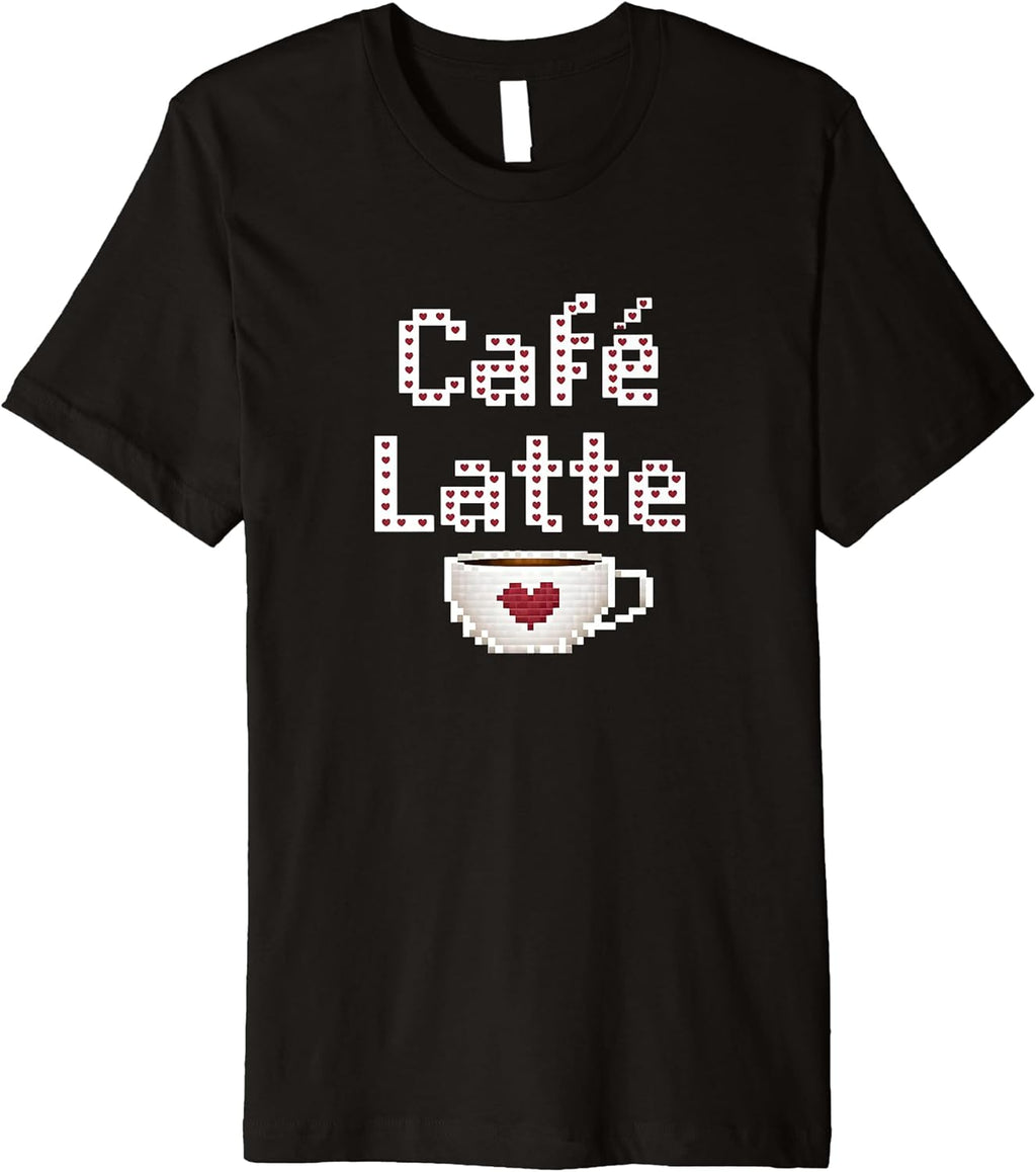Pixel Art Coffee Latte Cafe Funny Graphic Premium - Adult & Kids T-Shirts, Sweatshirts & Hoodies apparel design preview 1