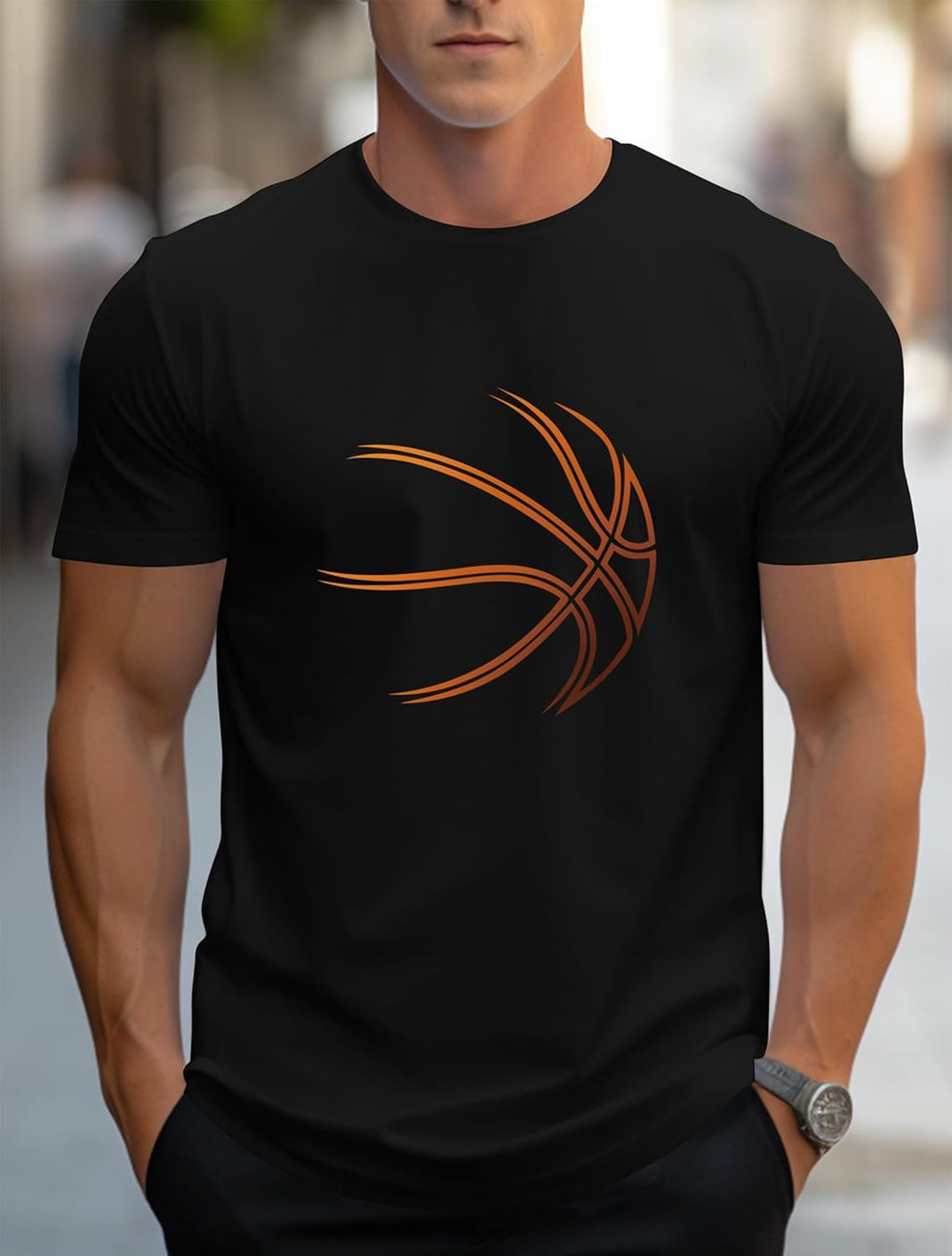 Mens Summer Minimalist Basketball Print Crew Neck Top - Adult & Kids T-Shirts, Sweatshirts & Hoodies apparel design preview 1