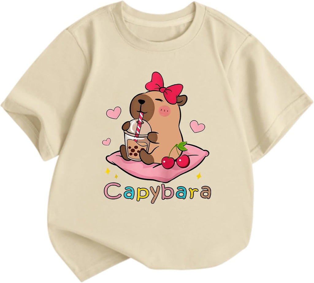 Girls Capybara Kids Cute Graphic Kawaii Animal Print - Adult & Kids T-Shirts, Sweatshirts & Hoodies apparel design preview 1