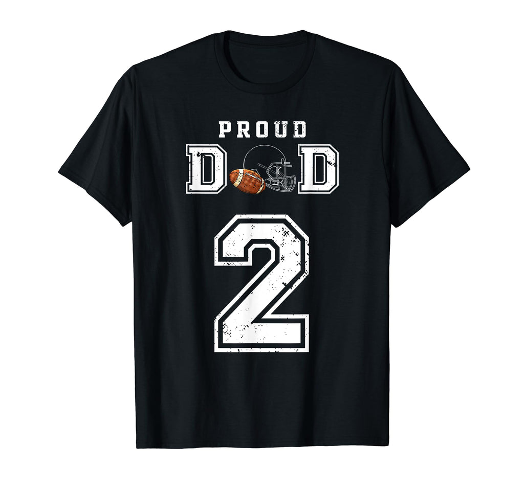 Custom Proud Football Dad Number 2 T-Shirt - Fun Novelty Design Men Women - T-Shirt, Sweatshirt, Hoodie