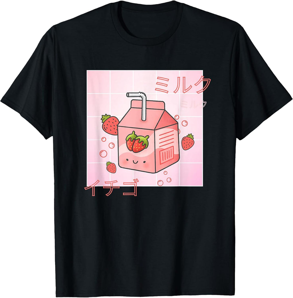 Funny Retro 90s Japanese Kawaii Strawberry Milk - Adult & Kids T-Shirts, Sweatshirts & Hoodies apparel design preview 1