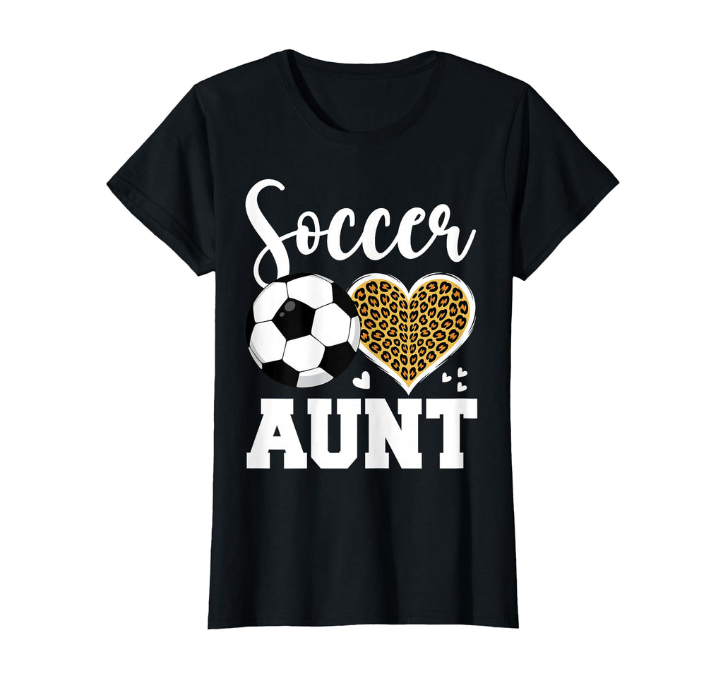Soccer Aunt Leopard Pattern Auntie Gifts T-Shirt - Graphic Print Unisex - T-Shirt, Sweatshirt, Hoodie