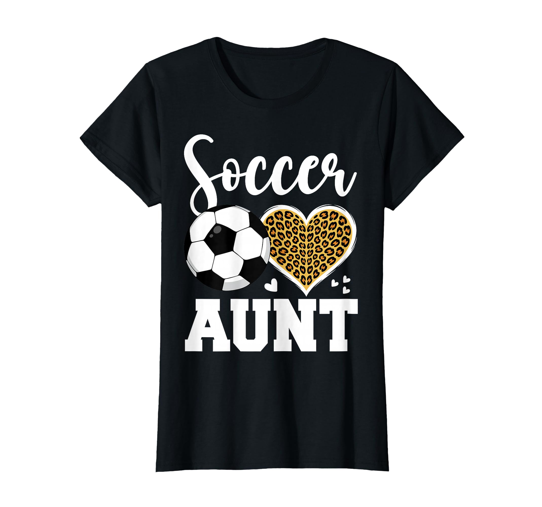 Soccer Aunt Leopard Pattern Auntie Gifts T-Shirt - Graphic Print Unisex - T-Shirt, Sweatshirt, Hoodie