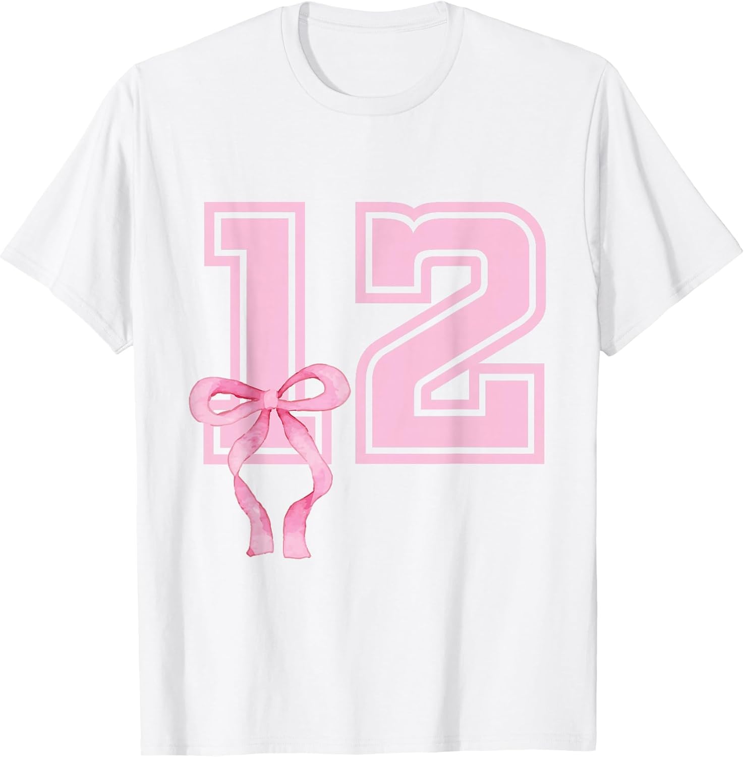 12 Years Old Birthday Girl Coquette Pink Bow - Adult & Kids T-Shirts, Sweatshirts & Hoodies apparel design preview 1