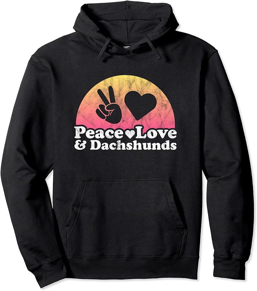 Peace Love and Dachshunds - Adult & Kids T-Shirts, Sweatshirts & Hoodies apparel design preview 1