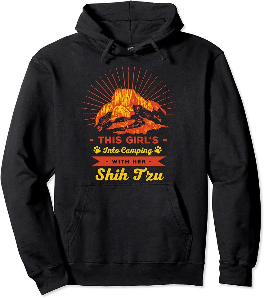 Girls Into Camping with Her Shih Tzu - Adult & Kids T-Shirts, Sweatshirts & Hoodies apparel design preview 1