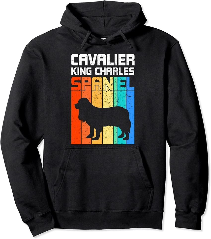 Cavalier King Charles Spaniel Vintage Style Stripes - Adult & Kids T-Shirts, Sweatshirts & Hoodies apparel design preview 1
