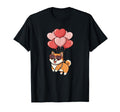 Womens Valentines Day Heart Balloons Shiba T-Shirt - Graphic Print Unisex - T-Shirt, Sweatshirt, Hoodie