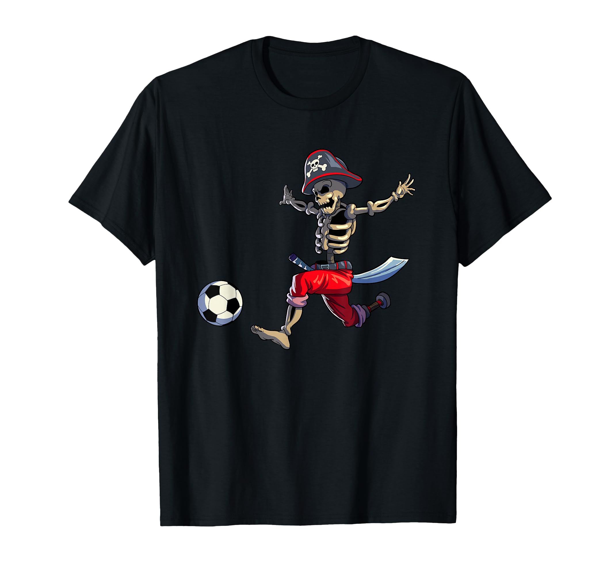Soccer Skeleton Halloween Soccer Pirate T-Shirt - Minimalist Print Unisex - T-Shirt, Sweatshirt, Hoodie