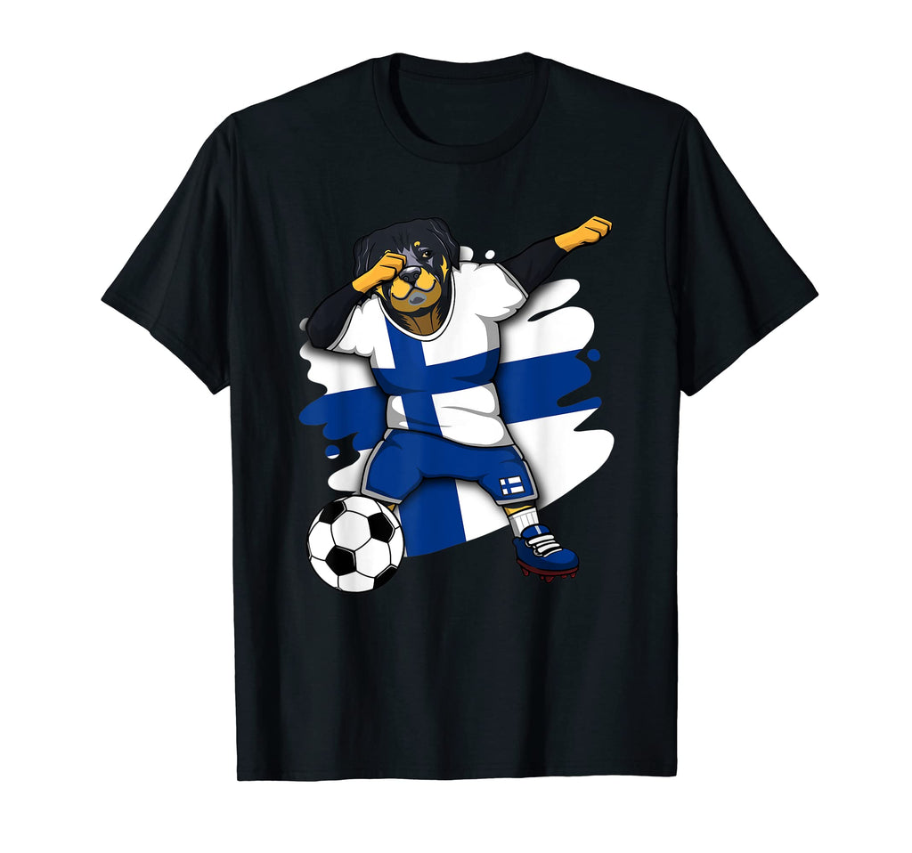 Dabbing Rottweiler Finland Soccer T-Shirt - Minimalist Print Men Women - T-Shirt, Sweatshirt, Hoodie