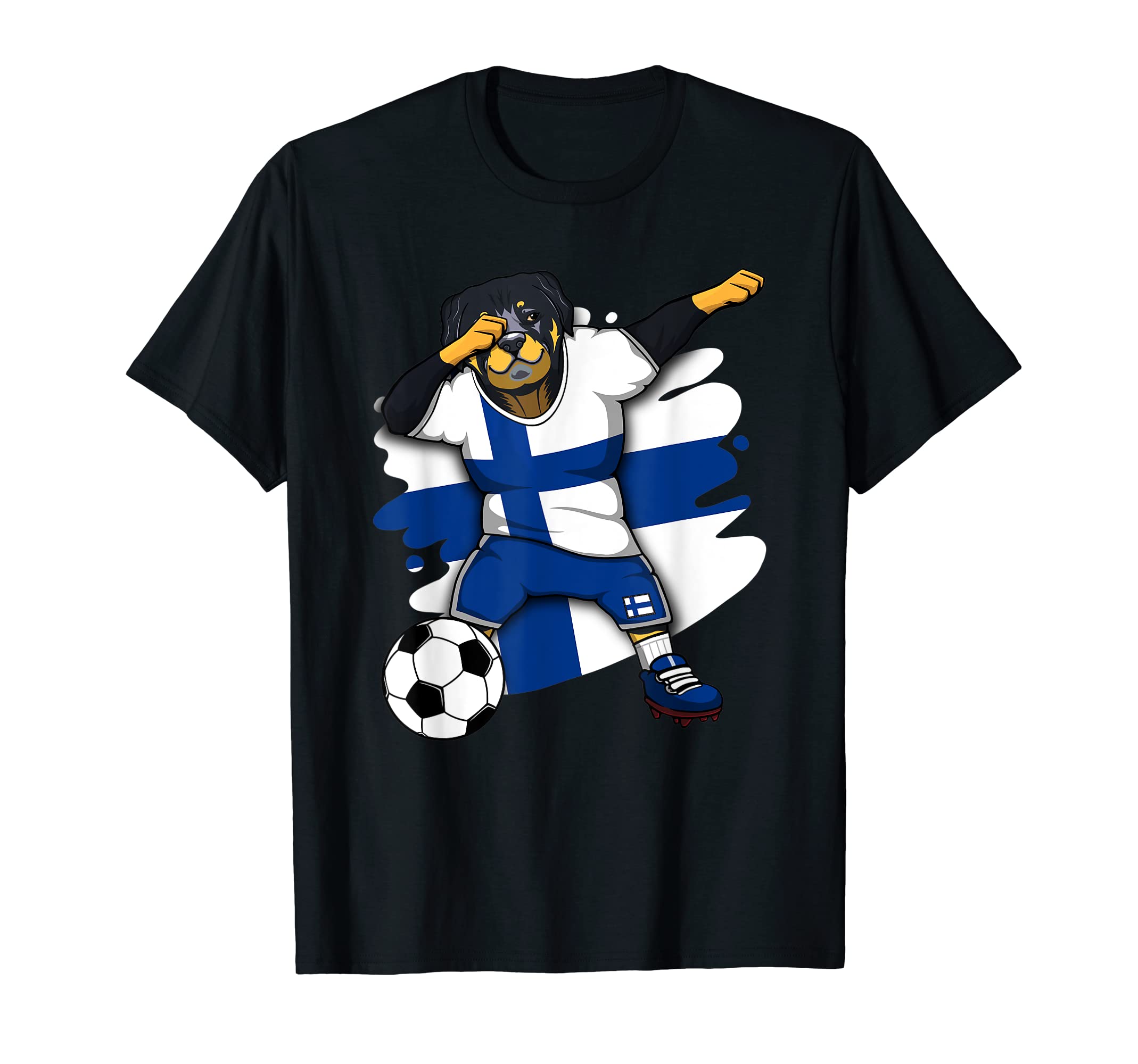Dabbing Rottweiler Finland Soccer T-Shirt - Minimalist Print Men Women - T-Shirt, Sweatshirt, Hoodie