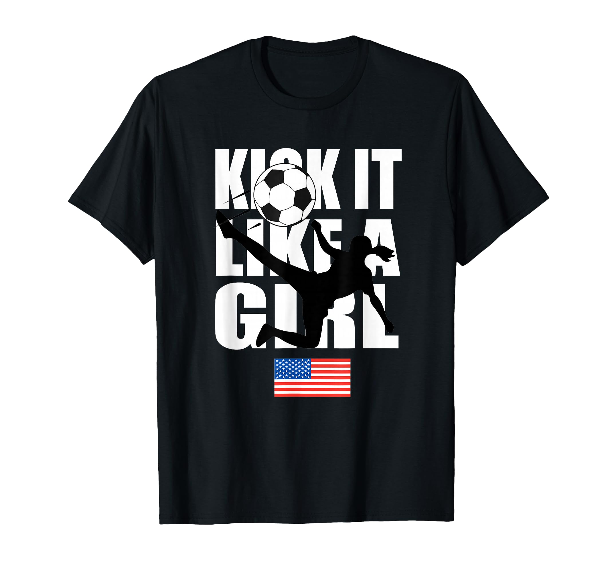 Soccer Kick It Like American Flag T-Shirt - Novelty Apparel for Adults - T-Shirt, Sweatshirt, Hoodie