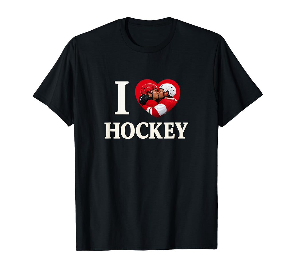I Love Heart Gay Hockey Unhinged T-Shirt - Fun Novelty Design for Adults - T-Shirt, Sweatshirt, Hoodie