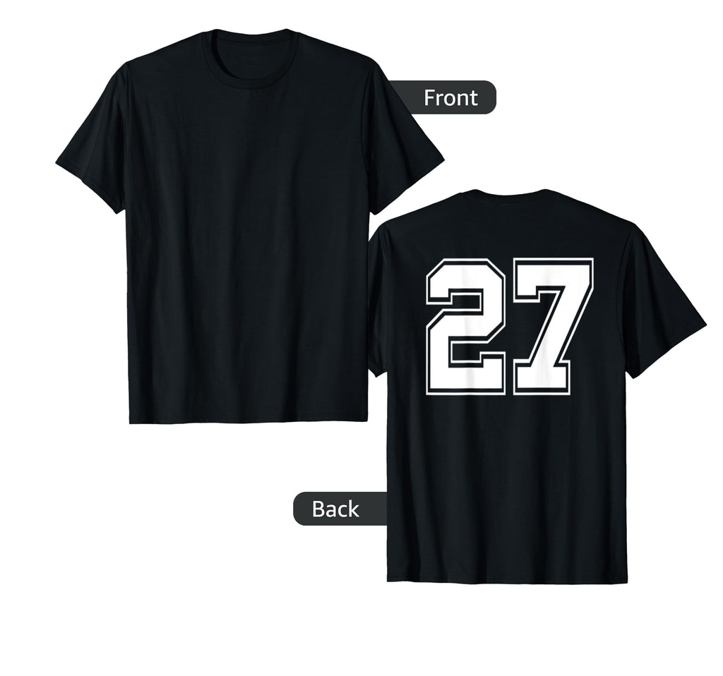 Number 27 Football Baseball Soccer T-Shirt - Custom Art Print Unisex - T-Shirt, Sweatshirt, Hoodie