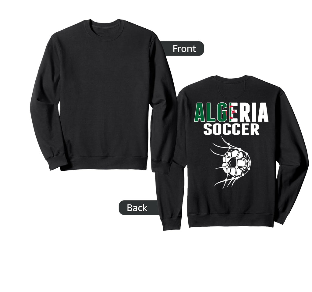 Algeria Soccer Ball Net Algerian Sweatshirt - Custom Art Print for Adults - T-Shirt, Sweatshirt, Hoodie