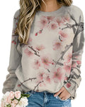 Womens Floral Print Crewneck Japanese Art Loose - Adult & Kids T-Shirts, Sweatshirts & Hoodies apparel design preview 1