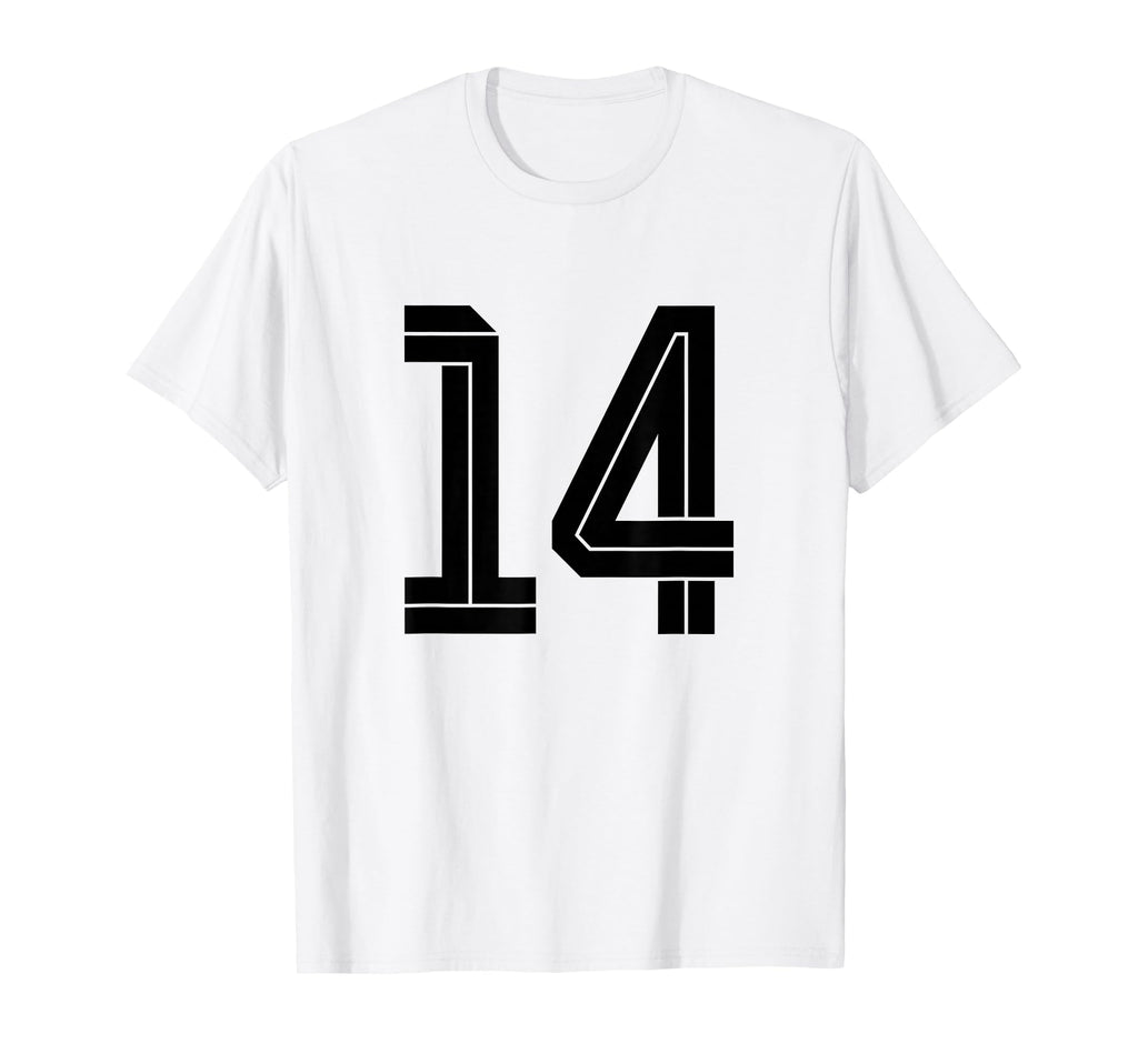14 White Number 14 Sports Fan Soccer T-Shirt - Minimalist Print Unisex - T-Shirt, Sweatshirt, Hoodie