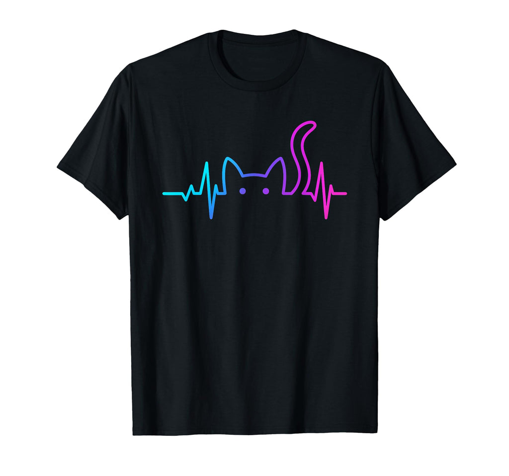 Heartbeat Cat Lover Animal Silhouette T-Shirt - Minimalist Print for Adults - T-Shirt, Sweatshirt, Hoodie